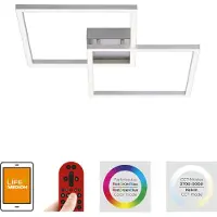 JUST LIGHT LED Deckenlampe LOLAsmart - MAXI Steuerbar über Tuya, RGB- Farbwechselfunktion, CCT silber Wohnbereich, z.B. Wohnzimmer, Schlafzimmer, Esszimmer, Flur, Büro und Arbeitszimmer
