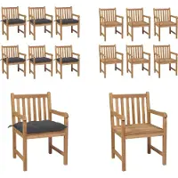 vidaXL Gartenstühle 6 Stk. mit Anthrazit Kissen Massivholz Teak - Gartenstuhl - Gartenstühle - Gartensessel - Holzstuhl