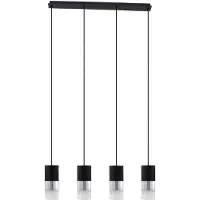LINDBY Hängeleuchte Svante, 4-flg., schwarz, Glas, 85 cm