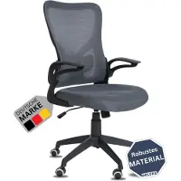 DELUKE Bürostuhl Ergonomisch CHOPO Schreibtischstuhl mit Netzbespannung | Höhenverstellbarer Drehstuhl, Arbeitsstuhl mit Armlehne | Computerstuhl 120 kg | Grau