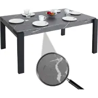 Mendler Esstisch MCW-L53, Tisch Küchentisch Esszimmertisch, Industrial Metall 140x80cm Marmor-Optik grau