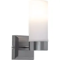Globo Lighting Wandleuchte, IP44, Glas opal, nickel-matt, H 18,5 cm