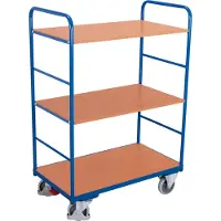 Variofit Etagenwagen, hoch mit 3 Ladeflächen 1200x800mm Enzianblau RAL 5016