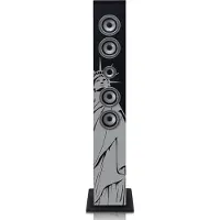Ginza.se Ices IBT-6 NY Liberty - Lautsprecherturm mit Bluetooth, FM-Radio, USB- und SD-Karten-Player - Schwarz/Grau