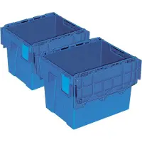 BRB-Lagertechnik 2 Mehrwegbehälter/Versandbehälter mit Deckel, 25 l, LxBxH 400x300x310 mm, blau