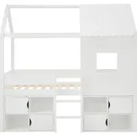 Vente-unique Hochbett im Landhausstil 90 x 190 cm - Kiefer und MDF - Weiß - VALESKIA