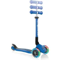 Globber JUNIOR FOLDABLE LIGHTS – Tretroller, 120/80 mm, ABEC 5, 3-rädrig, LED-Leuchtrollen, dunkelblau