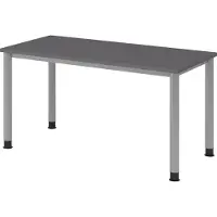 Bümö Schreibtisch Serie-H (Mini) - Gestell: Silber, Nachbildung: Graphit, Größe: 140 x 67,2 cm