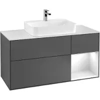 Villeroy & Boch V&B Waschtischunterschrank Wandbeleuchtung Finion 120cm, Pl b m, Reg re glo wh., wh. m Lac