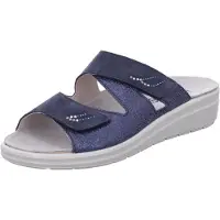 Rohde Damen Pantolette Leder Glitzer Druck Strass Wechselfußbett Rivella 5729, Größe:40 EU, Farbe:Blau