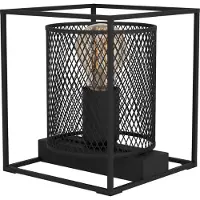 Eglo Tischlampe Catterick, eckige Nachttischlampe im Industrial Design, Tischleuchte, Gitter Lampe für Wohnzimmer und Schlafzimmer, E27