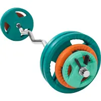 Gorilla Sports Langhantel Set 35kg - SZ Curlstange 120cm, Gewichte 2x1,25kg / 2x2,5kg / 4x5kg, 30mm, 2x Federverschlüsse, Gusseisen, Gummi Gripper, Verchromt, Gerändelt - Hantelset, Hantel Set