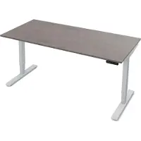Assmann Elektrisch höhenverstellbarer Schreibtisch Y-Line Sichtbeton Anthrazit Weißaluminium, 180x80cm, Memoryfunktion, Kollisionsschutz,