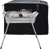 Grillpeter Mangal Ararat Edelstahl 2mm Schaschlikgrill mit 9er Drehspieß Haube Elektromotor