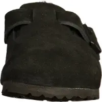 Birkenstock für Damen. 259883 Leder-Clogs Boston Shearling (Schmale Passform) schwarz (41), Wohnung, Wildleder, Keine, Lässig