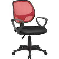 Dmora Bürostuhl Geraldton, Mesh-Arbeitsstuhl mit Armlehnen, Ergonomischer Bürositz, 56x57h88/100 cm, Schwarz und Rot