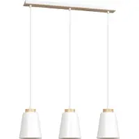 Licht-Erlebnisse Pendelleuchte Weiß Metall Holz 3x E27 Skandinavisch ROGER Esszimmer Lampe Esstisch Wohnzimmer