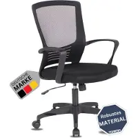 DELUKE Bürostuhl Ergonomisch VAKO Schreibtischstuhl mit Netzbespannung | Höhenverstellbarer Drehstuhl, Arbeitsstuhl mit Armlehne | Computerstuhl 140 kg | Schwarz