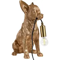 Beliani Tischlampe Gold Kunstharz Hund Tierform Glamouröser Stil Nachttischlampe Leselampe Tischleuchte Dekolampe Wohnaccessoires Dekoration
