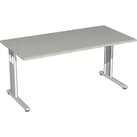 Geramöbel Schreibtisch feste Höhe, 1600x800x720, Lichtgrau/Silber, S-618103-LS