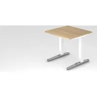 Proregal - Büromöbel mit top Leistungsdaten Schreibtisch Mika | Eiche | Weißes Gestell poliert | BxT 80x80cm | Arbeitshöhe 65-85cm | höhenjustierbar, 1cm Raster | C-Fuß-Gestell | Rechteckform