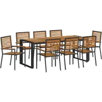 vidaXL Möbel 9-teiliges Garten Essgruppe Schwarz Poly Rattan Akazie, Stapelbare Gartenstühle mit Kissen 2 Stück Schwarz Poly Rattan - Gartenstühle 3365487