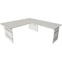 Kerkmann Schreibtisch Form 4 200x100x68-76 cm m. Anbautisch 120x80 cm Wangen-Gestell Lichtgrau