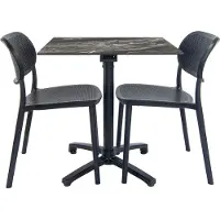 Restootab Klappbarer Tisch aus geädertem Marmor + 2 Stühle für die Terrasse