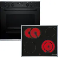 Bosch HEG237BB5 + NKN64RGA2E, Keramik, 4 Zone(n), Glaskeramik, Schwarz, Berührung, 58,3 cm