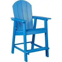 Beliani Garten Barstuhl Blau Kunstholz Breite Armlehnen Holzoptik Niedrige Sitzhöhe Muskoka Adirondack Stil Terrasse Outdoor Gartenstuhl