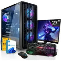SYSTEMTREFF Gaming Komplett Set - Core i5-14400F - Nvidia GeForce RTX 5050 8GB GDDR6 - 16GB DDR4 - 512GB NVMe - 27 Zoll TFT - Desktop PC