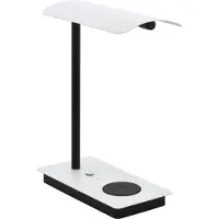 Eglo LED Tischlampe Arenaza, 1 flammige Schreibtischlampe mit Touch, QI Ladestation, dimmbar, Tischleuchte, Bürolampe, Schreibtischleuchte warmweiß