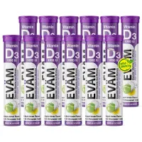 EVÄM Vitamin D3 Brausetabletten – 25 µg (1000 I.E.) je Tablette, Apfel-Zitrone – 12 Tuben à 20 Stück (240 Tabletten)