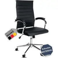 DELUKE Bürostuhl Ergonomisch MEGAO Schreibtischstuhl Echtleder | Höhenverstellbarer Drehstuhl, Arbeitsstuhl mit Armlehne | Chefsessel, Computerstuhl 135 kg | Schwarz