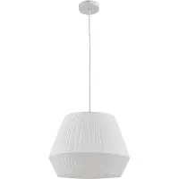 LINDBY Vitore Pendelleuchte Weiß - , Vitore, dimmbar, Weiß, für Wohnzimmer, Stoff / Textil, Skandinavisch