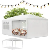 Juskys Partyzelt 3x6 m Weiß mit Dach & Seitenwänden - 18 m² Sonnenschutz Outdoor