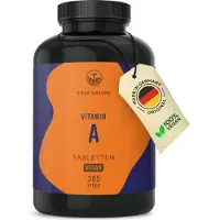True Nature Vitamin A - 365 Kapseln Hochdosiert - Vegan - (1 Jahr Vorrat ) -