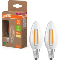 Osram LED Superstar Classic LED-Lampe B 40 in klassischer Minikerzenform, klarer Glaskörper, 2.2 W, 470 lm, E14 Fassung, warmweißes Licht mit 2700 K, , 35 mm Durchmesser, 2er-Pack