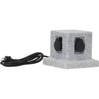 Star Trading Gartensteckdose Plugge - Granitoptik - für 4 Stecker - 2 m Zuleitung