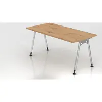Proregal - Büromöbel mit top Leistungsdaten Schreibtisch Keijo | Asteiche | BxT 160x80cm | Höhe 68-76cm | stufenlos höhenverstellbar | A-förmiges Rundrohrgestell Silber | Rechteckform