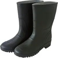 Car Mel Shoes Halbhohe schwarze Gummistiefel Größe 45 aus PVC und Textil mit rutschfester Laufsohle und Spatenschutz