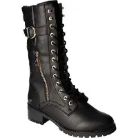Mustang Damen Stiefel Langschaft Warmfutter goldfarbene Schnalle 1435-602, Größe:40 EU, Farbe:Schwarz