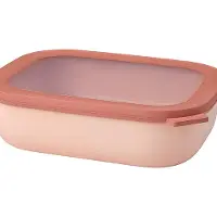 Mepal - Cirqula Vorratsdose Multi Schüssel & Schalen Rechteckig - Aufbewahrungsbox & Frischhaltedosen mit Deckel - 2000 ml - Nordic Blush