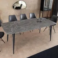 Riess Moderner Esstisch MILANO 160cm anthrazit schwarz Keramik Metallbeine 8 Personen