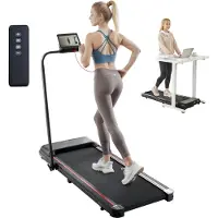 Vevor Walking Pad Laufband unter den Schreibtisch, Laufband zum Arbeiten, klappbares Laufband mit 120 kg Tragkraft, tragbares 2 in 1 Pad mit 2,5 PS, Griffstange Fernbedienung LED-Anzeige 1-12 km/h