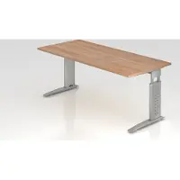 Proregal - Büromöbel mit top Leistungsdaten Schreibtisch Mauri | Nussbaum | Silber Gestell | BxT 180x80cm | Arbeitshöhe 68-86cm | höhenjustierbar, 2cm Raster | C-Fuß-Gestell | Rechteckform