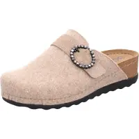 Rohde Damen Pantoffel Softfilz Hausschuh mit Lederdecksohle Soave-40 6055, Größe:41 EU, Farbe:Beige