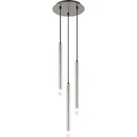Globo Lighting Hängeleuchte Metall Nickel matt, Metall Nickel matt, Acryl satiniert, klar, Kabel PVC schwarz, ø: 240mm, H: 1200mm, exkl. 3x G9 LED 4W 230V