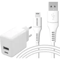 Accezz Wand-Ladegerät 20W + MFI-es Lightning- auf USB-Kabel - 1m - weiß