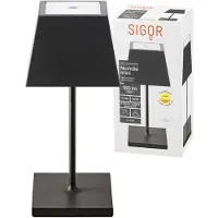 Sigor Nuindie Mini Akku Tischleuchte IP54 Aluminium Easy Connect schwarz eckig